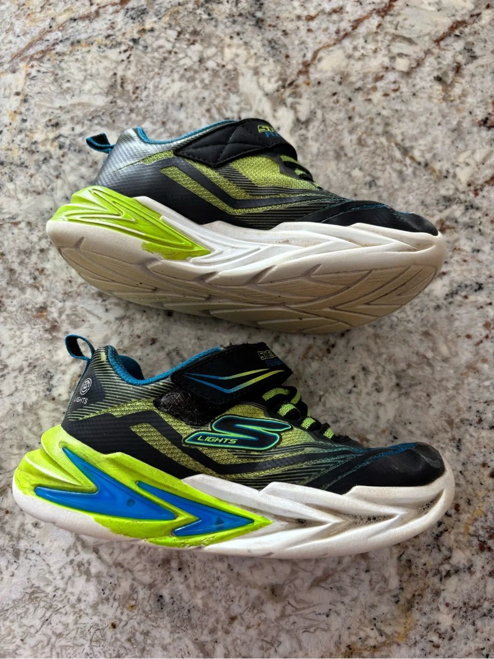 Skechers Flex-Glow Ultra Kids' Sneakers — Blue & Lime